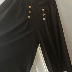 Gold button accent wide leg pants